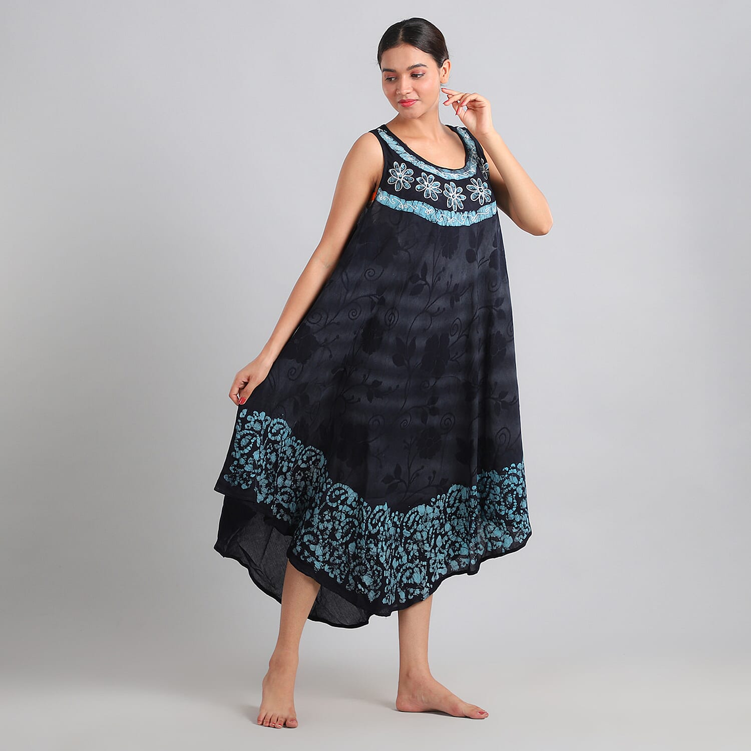 Floral Embroidered Umbrella Dress