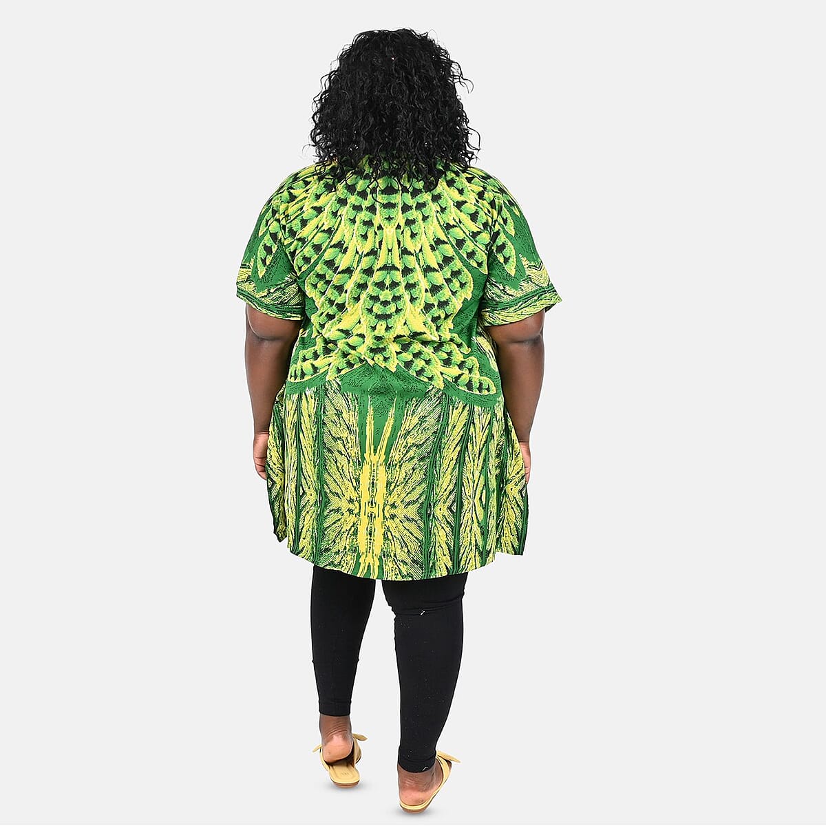 Feather Print Knee-Length Kaftan image number 2