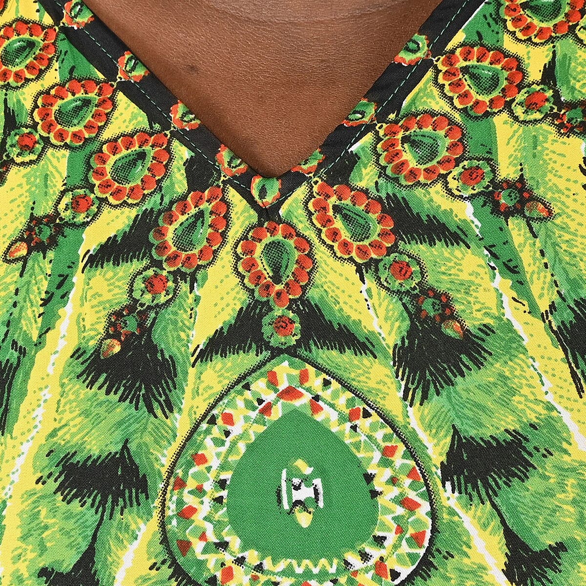 Feather Print Knee-Length Kaftan image number 3