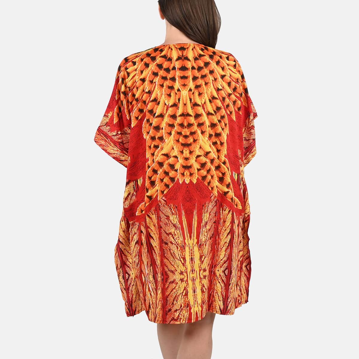 Feather Print Knee-Length Kaftan image number 1