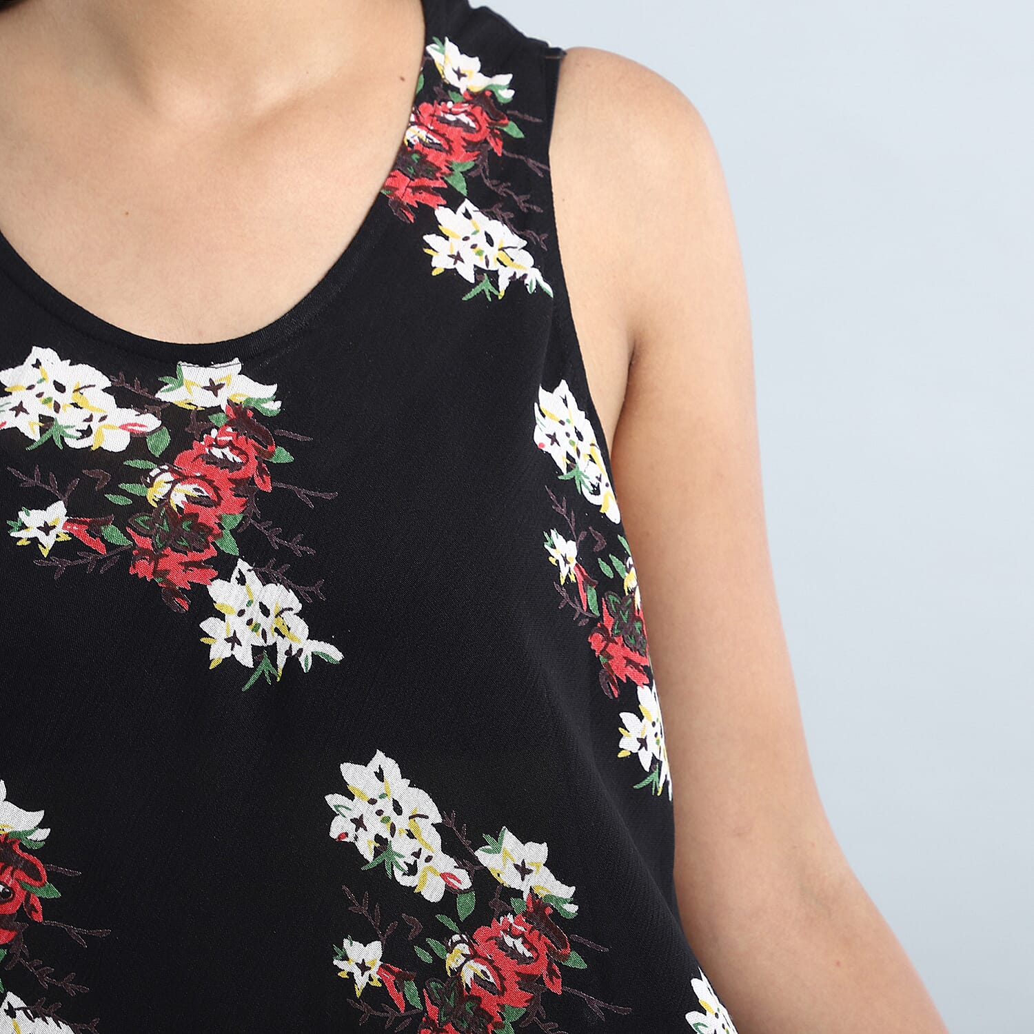 Tamsy Black Women's Repeat Floral Print Umbrella Dress - One Size Missy