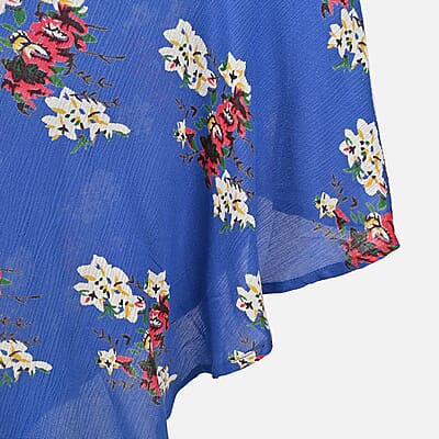 Tamsy Blue Women's Repeat Floral Print Umbrella Dress -One Size Missy