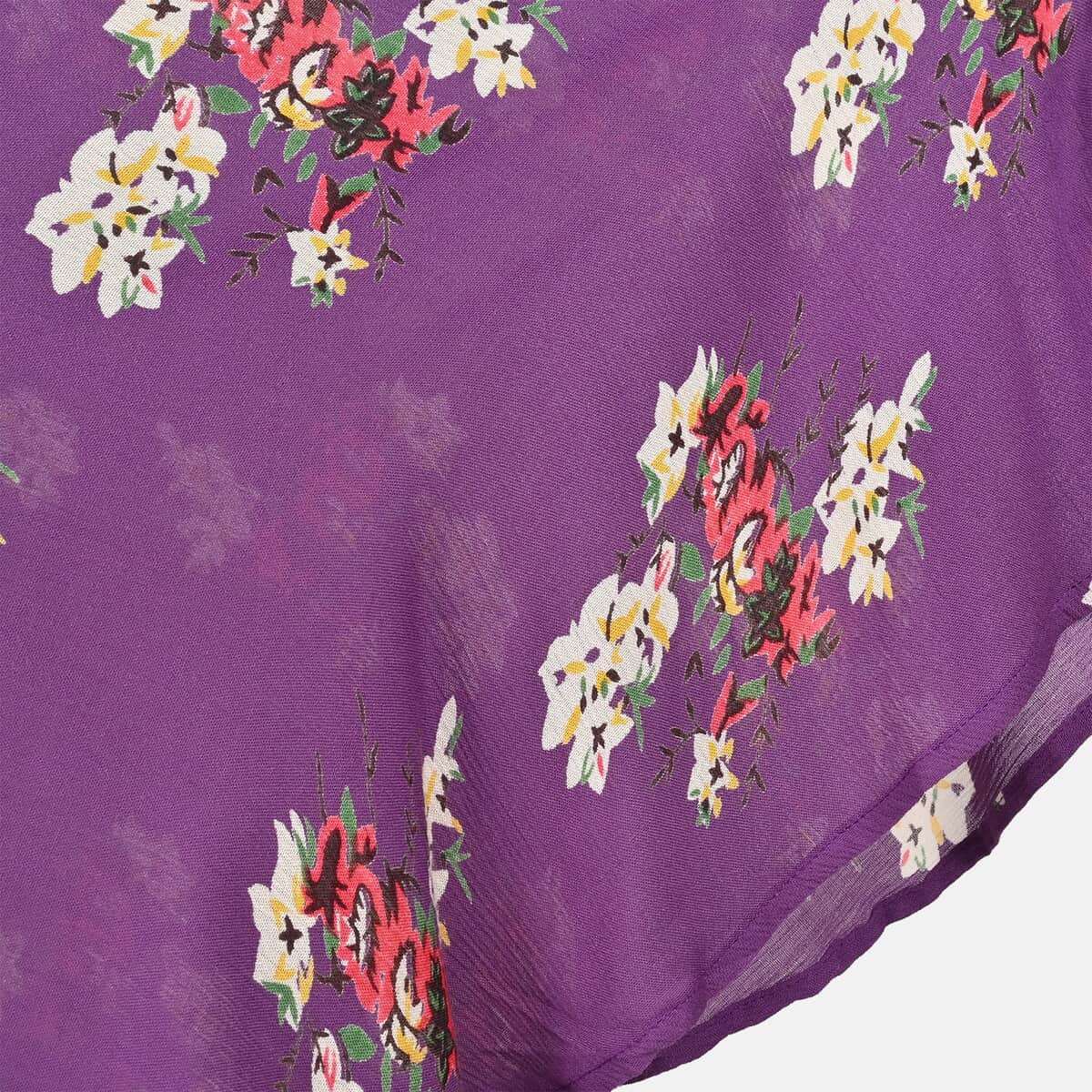 Tamsy Purple Women's Repeat Floral Print Umbrella Dress -One Size Missy image number 4