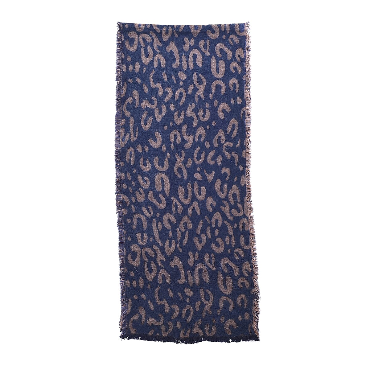 Blue and Coffee Leopard Pattern Scarf  image number 1