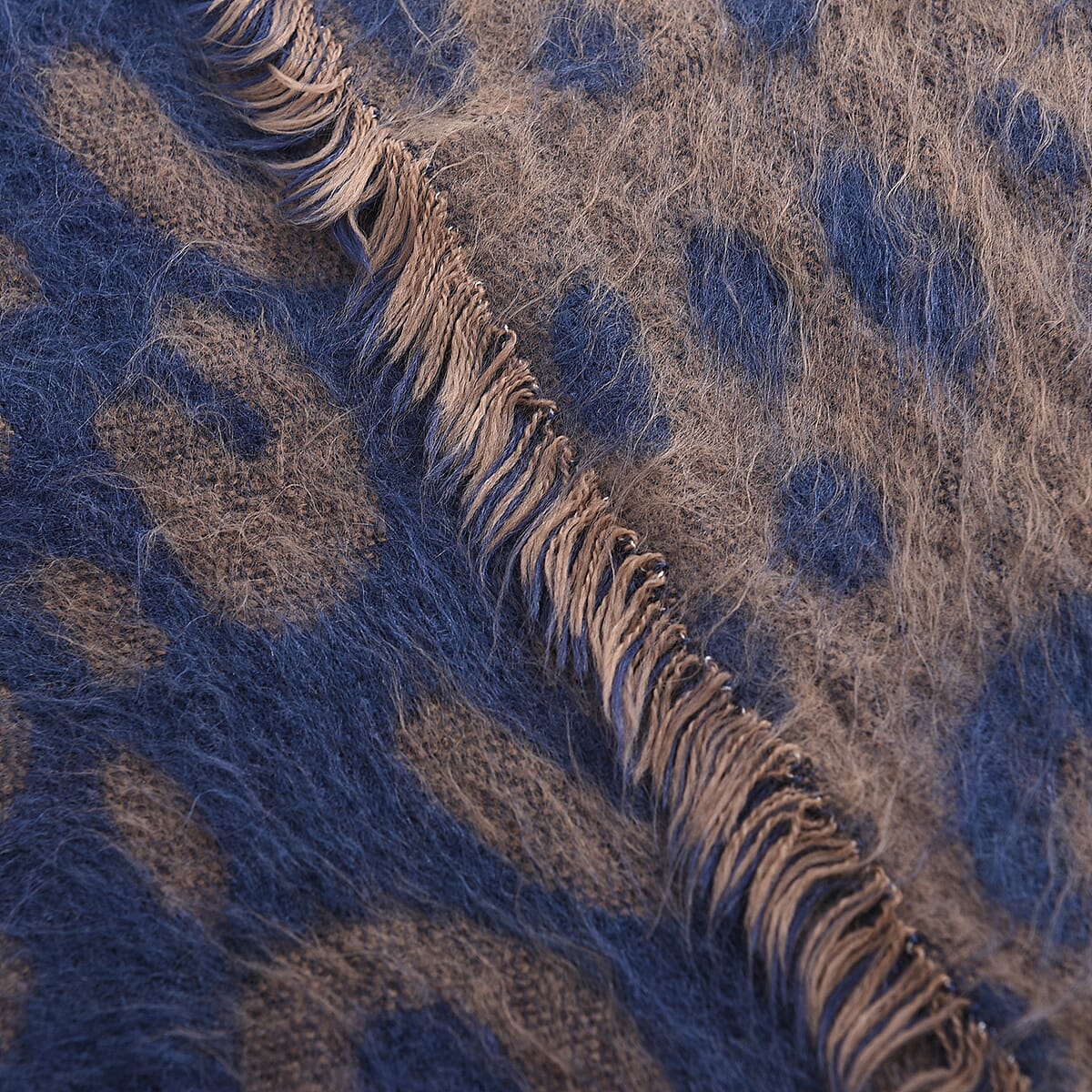 Blue and Coffee Leopard Pattern Scarf  image number 2