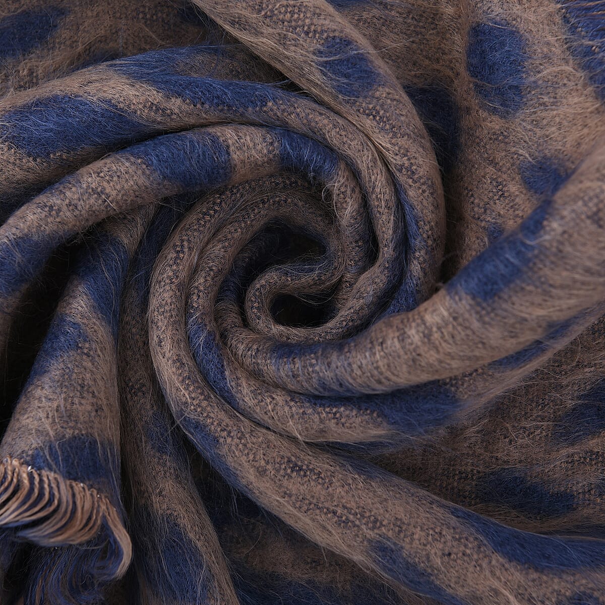 Blue and Coffee Leopard Pattern Scarf  image number 3