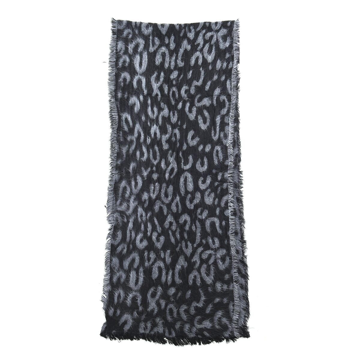 Black and Gray Leopard Pattern Scarf image number 1