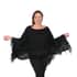 Black Solid Poncho with Bottom Cut Work and Tassels image number 0