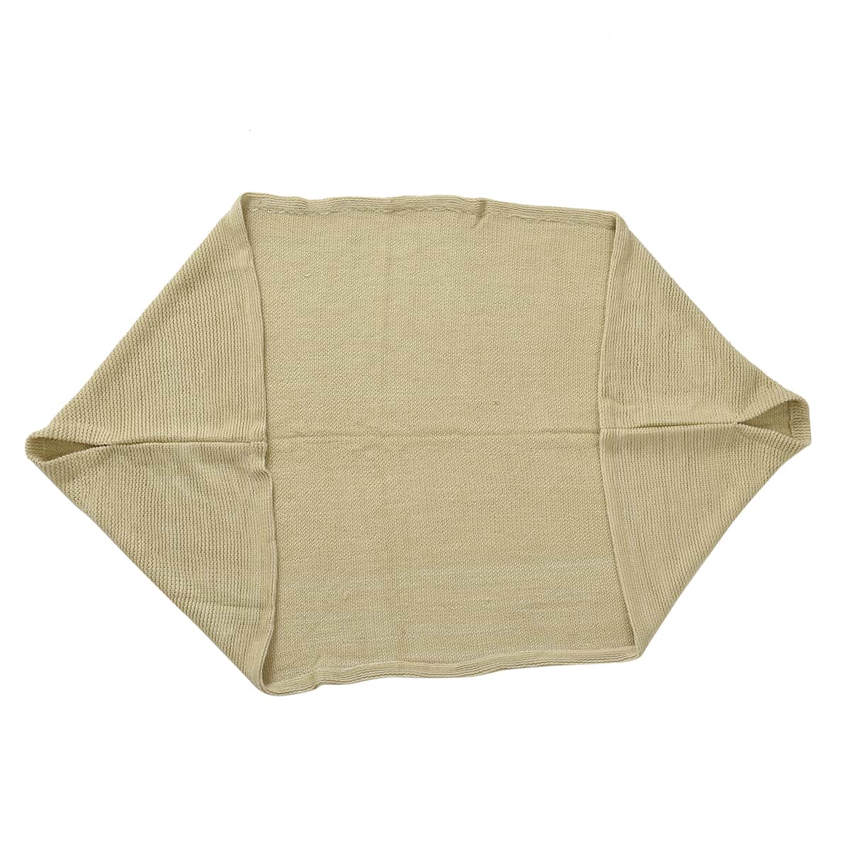 Beige Solid Knitted Poncho (31"x47") image number 1