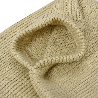 Beige Solid Knitted Shrug
