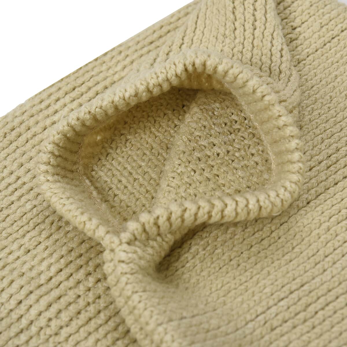 Beige Solid Knitted Poncho (31"x47") image number 3