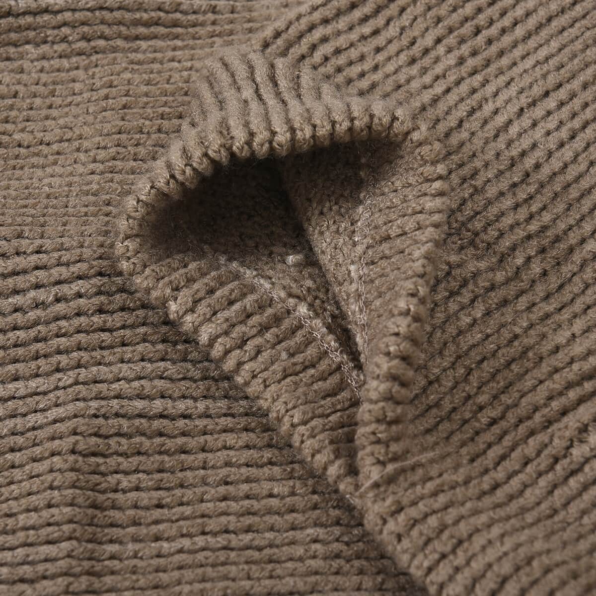 Khaki Solid Knitted Shrug image number 3