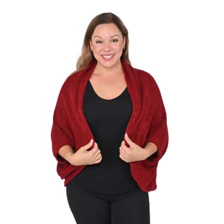 Maroon Solid Knitted Shrug image number 0