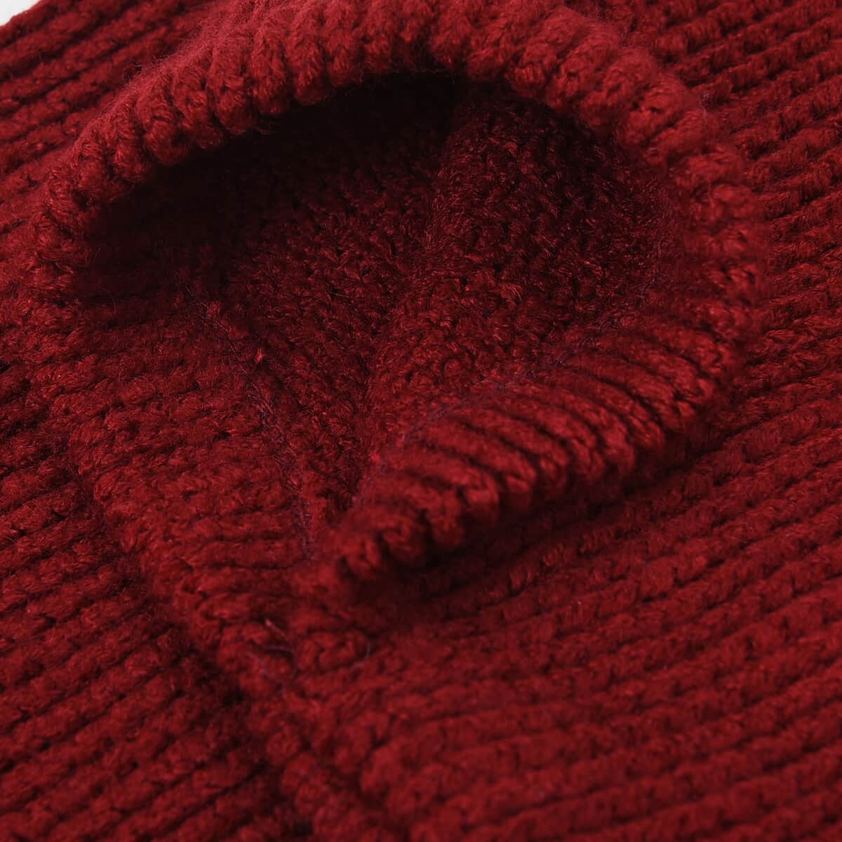 Maroon Solid Knitted Shrug image number 3