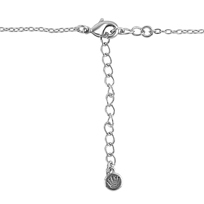 Simulated Dark Purple Diamond and Simulated Diamond 0.20 ctw Heart Halo Necklace 18 Inches in Silvertone