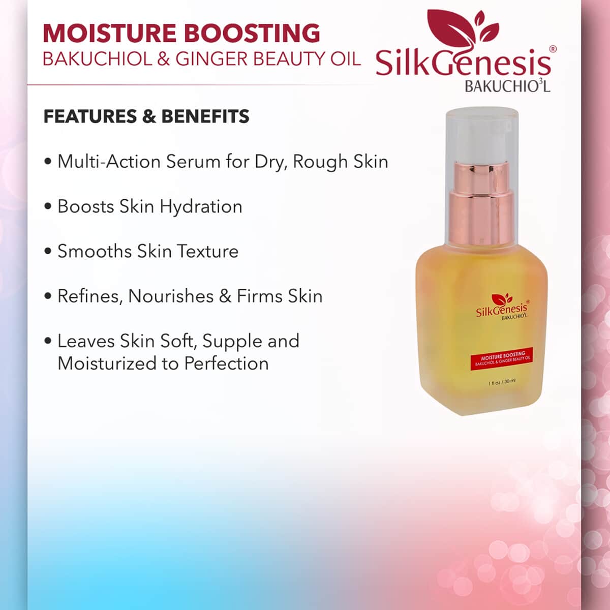 Silk Genesis Bakuchiol O3 Beauty Moisture Boosting Ginger Oil 1oz (Made in USA) image number 2
