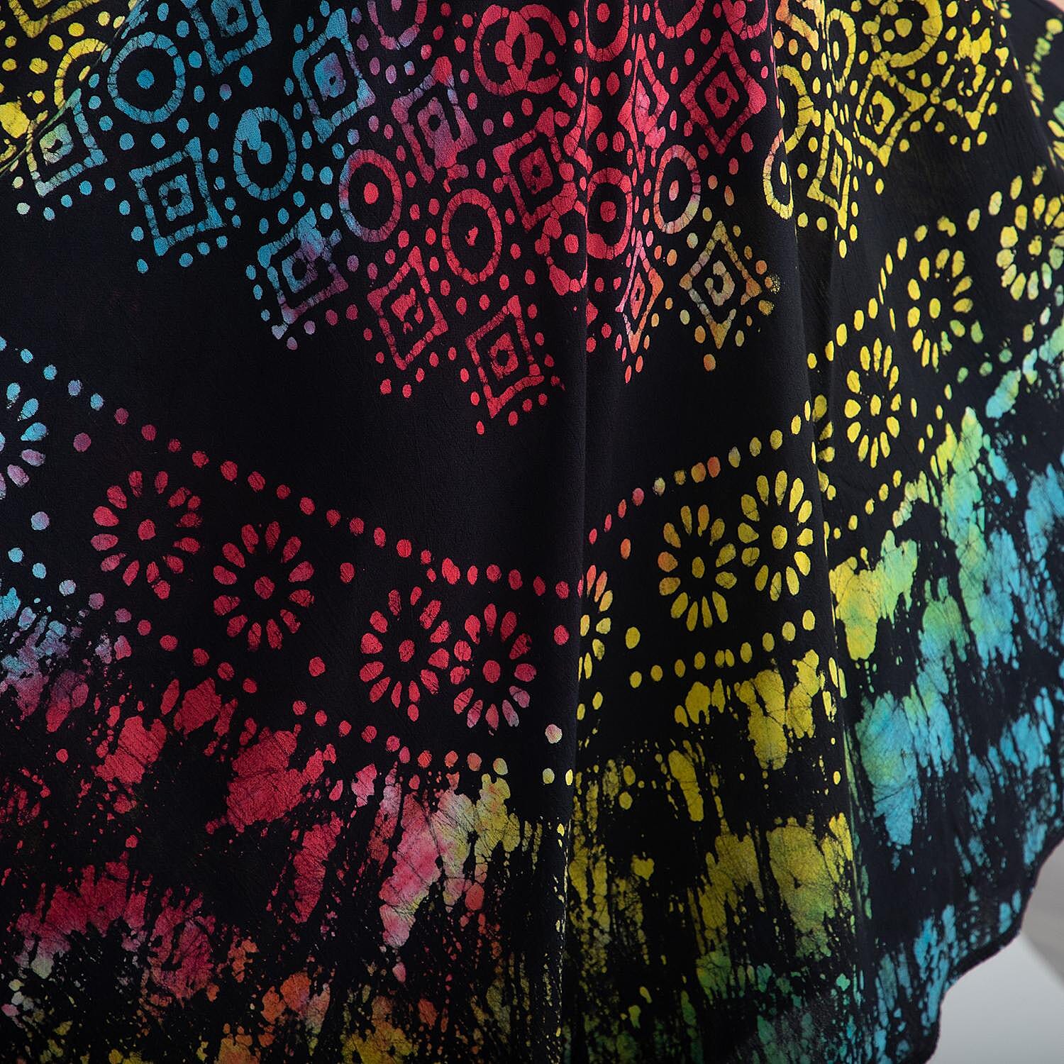 Tamsy Black Rainbow Splatter Print Umbrella Dress - One Size Fits Most