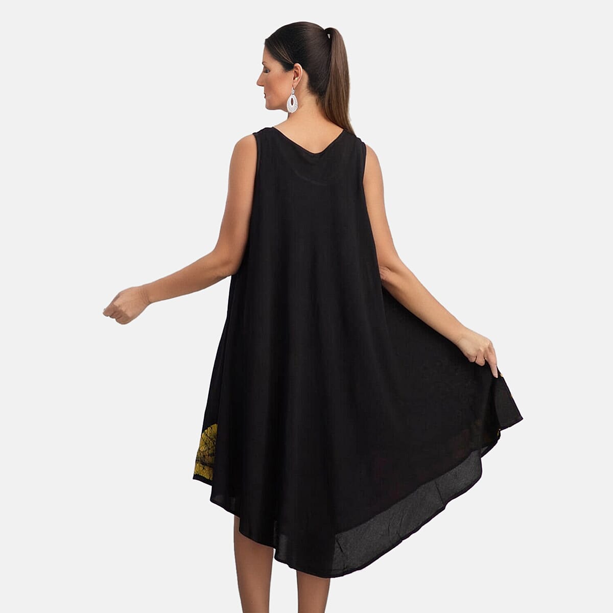 Tamsy Black with Multi Color Splatter Print Umbrella Dress - One Size Plus Fits Most image number 2