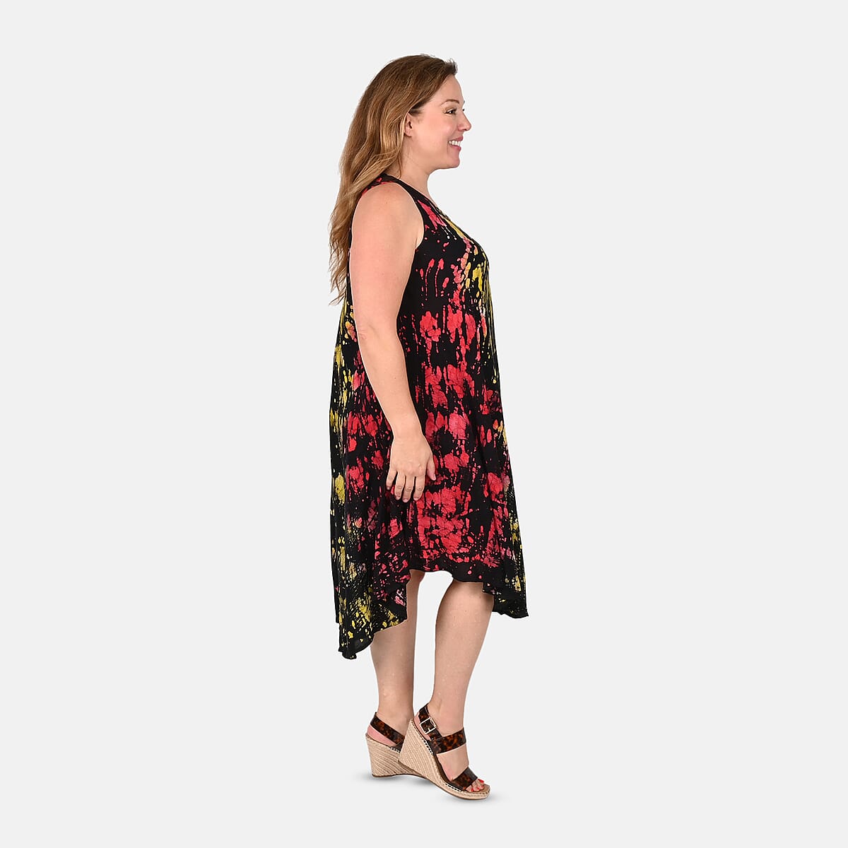 Rainbow-Splatter Print Umbrella Dress image number 2