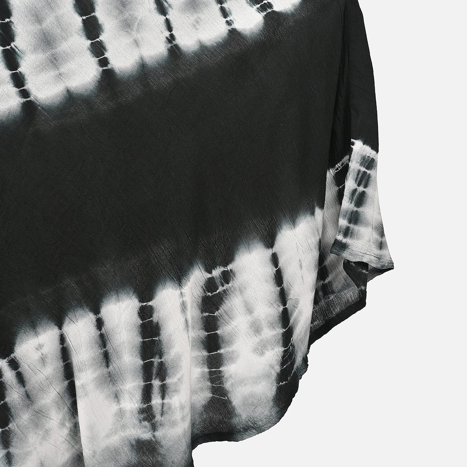 Tamsy Black Tie Dye Print Umbrella Dress - One Size Plus