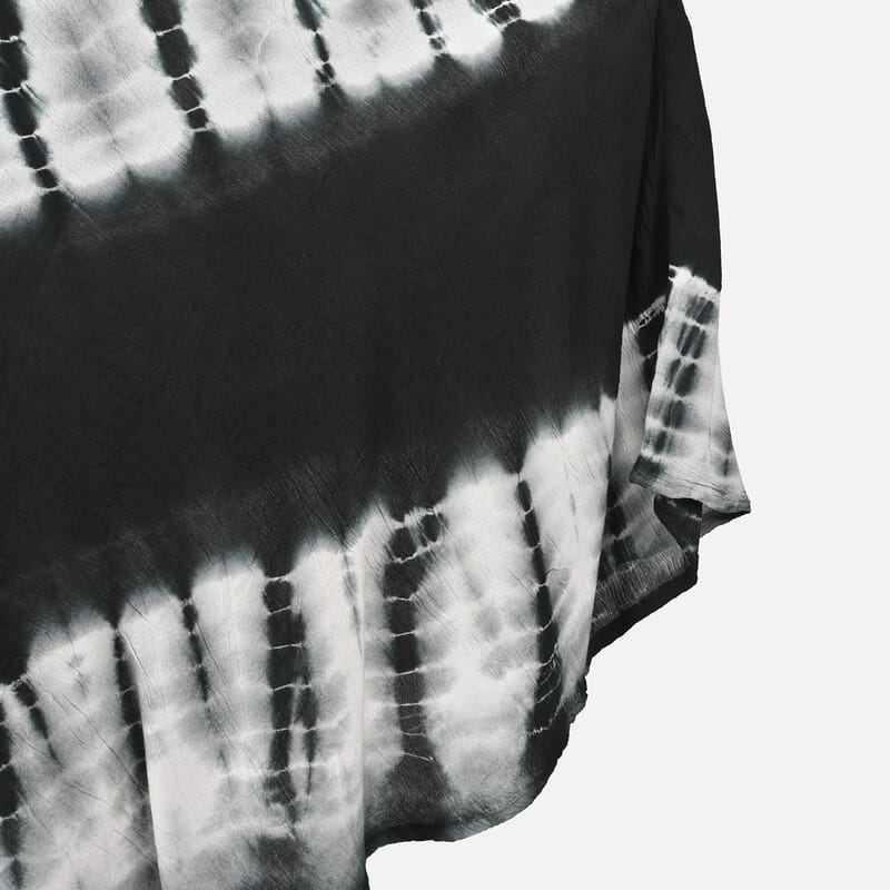 Tamsy Black Tie Dye Print Umbrella Dress - One Size Plus