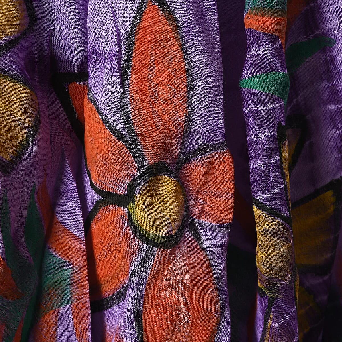 Tamsy Purple Aqua Stripe Tie Dye with Floral Umbrella Dress - One Size Fits Most image number 4