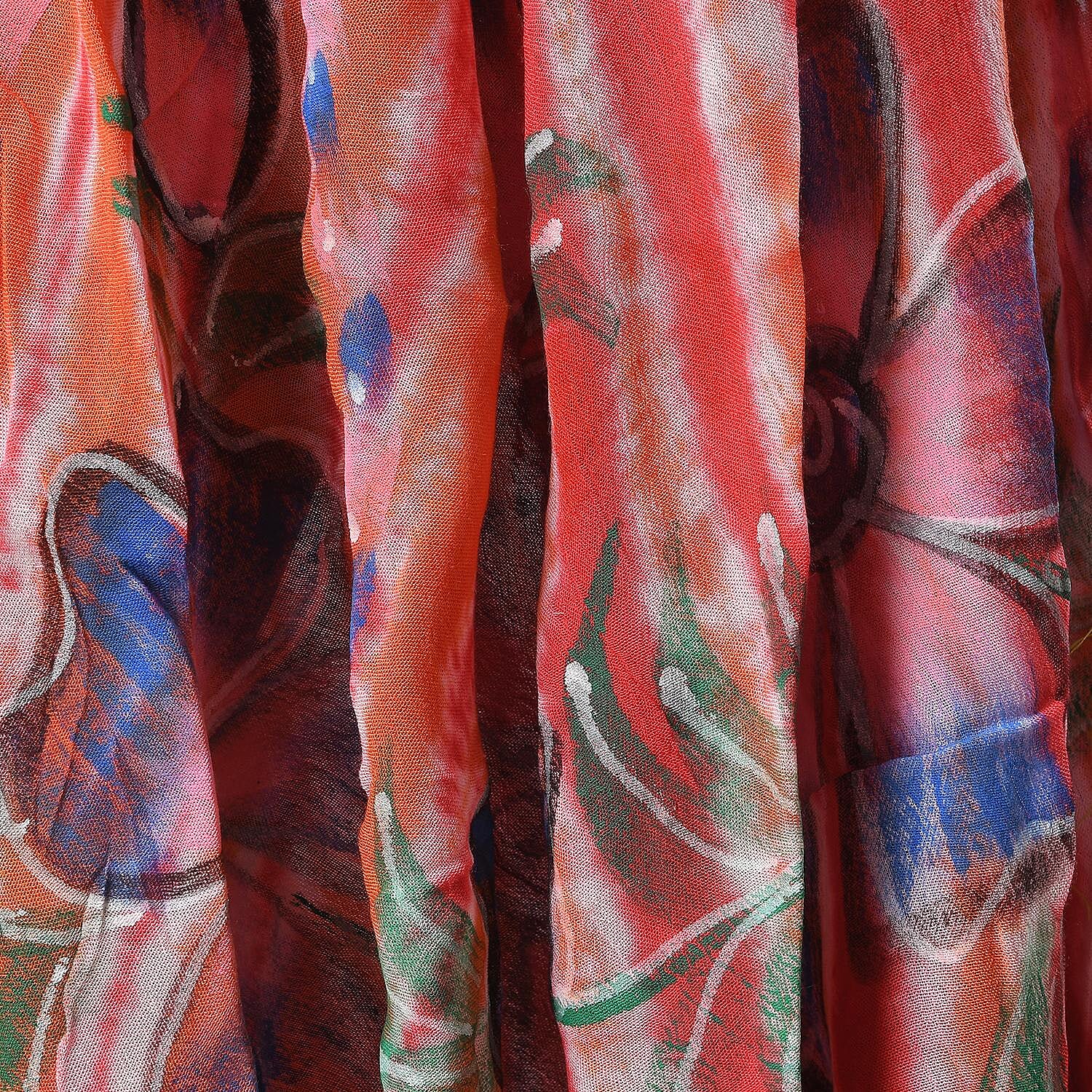 Tamsy Pink and orange Tie Dye with Floral Umbrella Dress - One Size Fits Most (44x30)