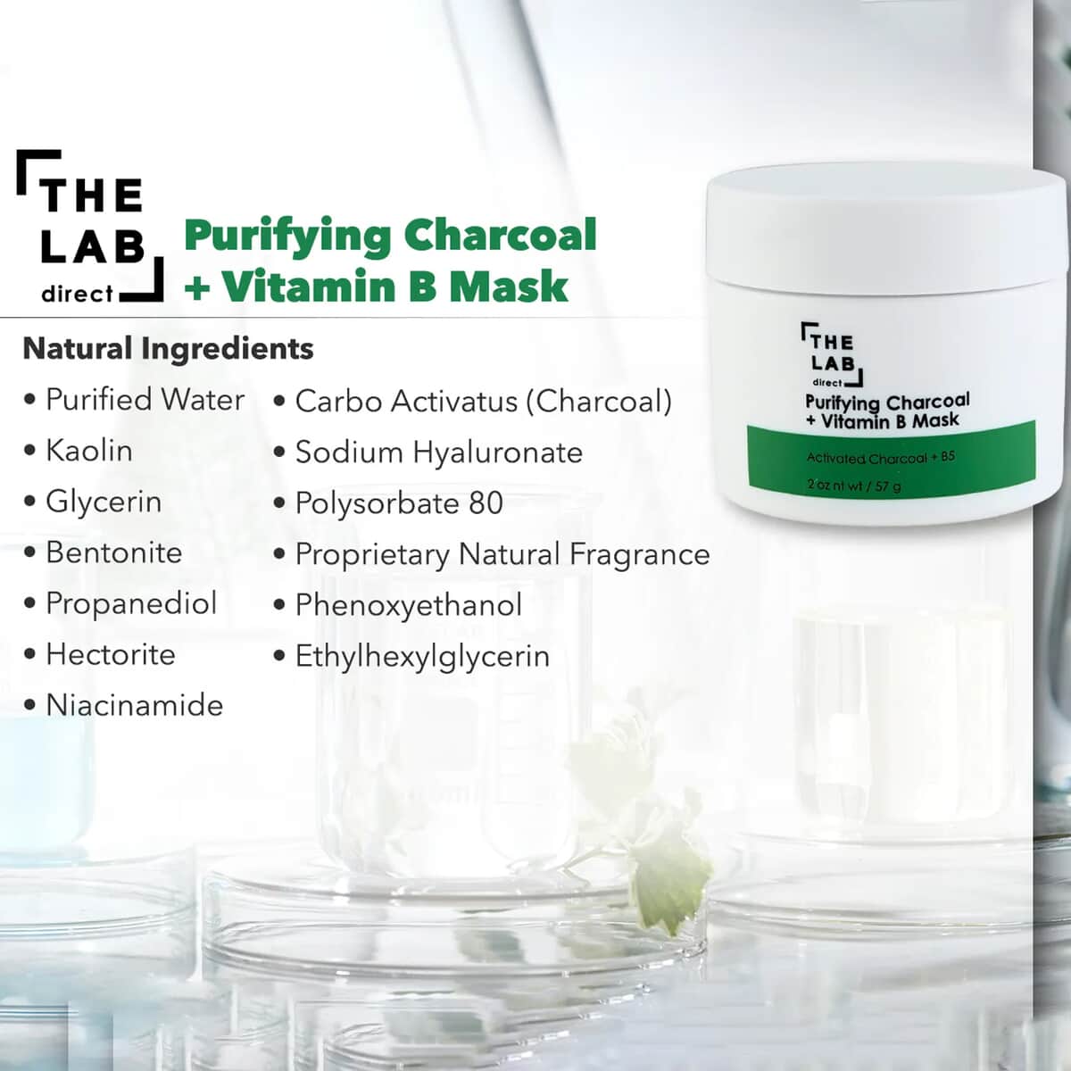 The Lab Direct Purifying Charcoal & Vitamin B Mask (2 oz) , Activated Charcoal Face Cleanser , Skincare Product image number 2