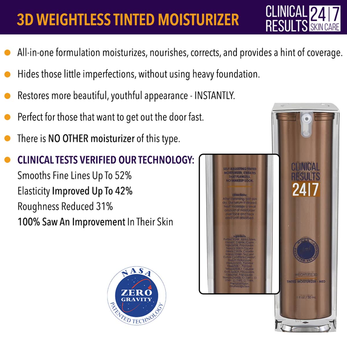Clinical Results NASA 3D Weightless Tinted Moisturizer - Med image number 2
