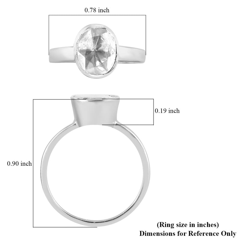 Polki Moissanite Solitaire Ring in Platinum Over Sterling Silver (Size 8.0) 0.50 ctw