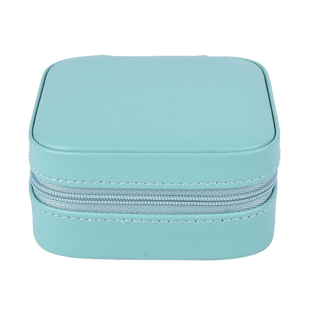 Black Faux Leather Jewelry Box with Zipper and Scratch Protection Interior (3.9x3.9x2) (Hold up to 6 Rings, Earrings0 image number 1