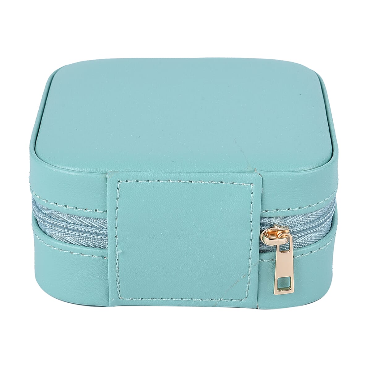 Black Faux Leather Jewelry Box with Zipper and Scratch Protection Interior (3.9x3.9x2) (Hold up to 6 Rings, Earrings0 image number 2