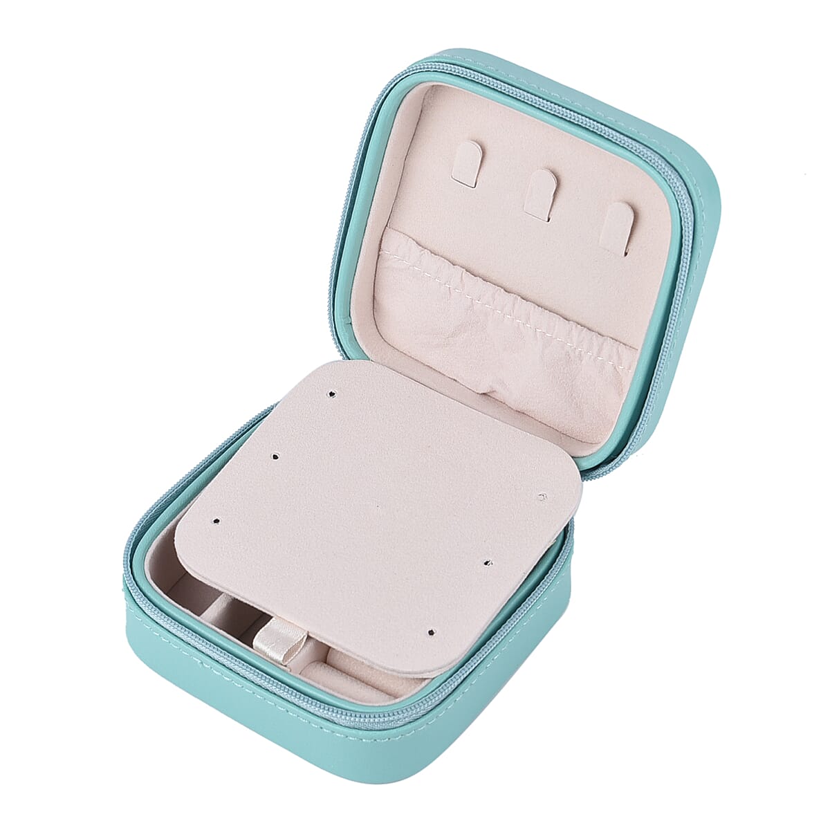 Black Faux Leather Jewelry Box with Zipper and Scratch Protection Interior (3.9x3.9x2) (Hold up to 6 Rings, Earrings0 image number 4