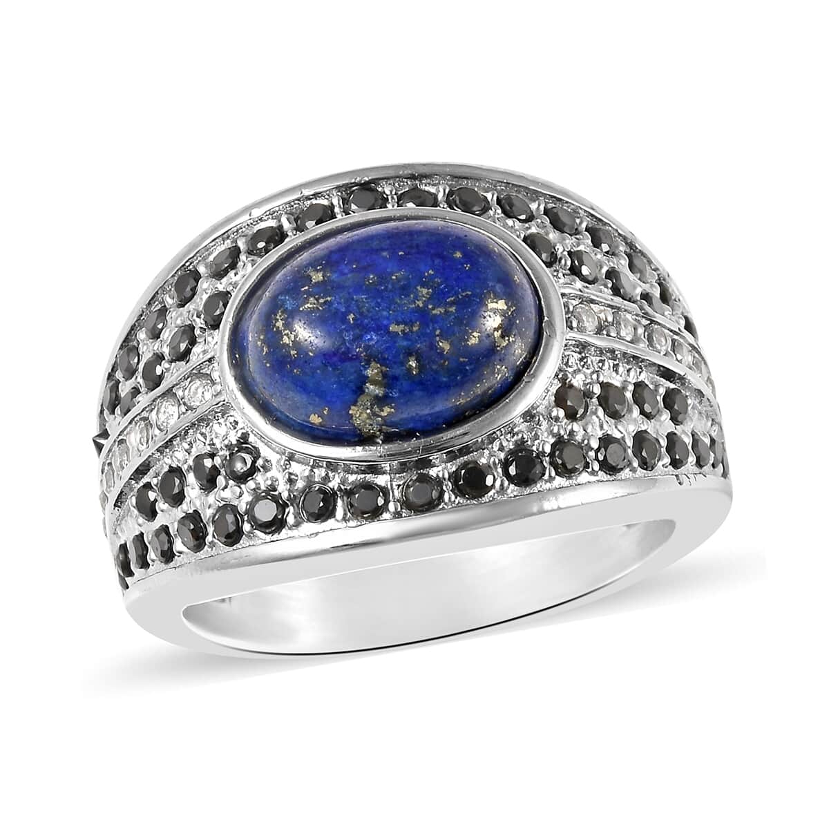 Lapis Lazuli and Multi Gemstone Ring in Stainless Steel (Size 7.0) 3.90 ctw image number 0
