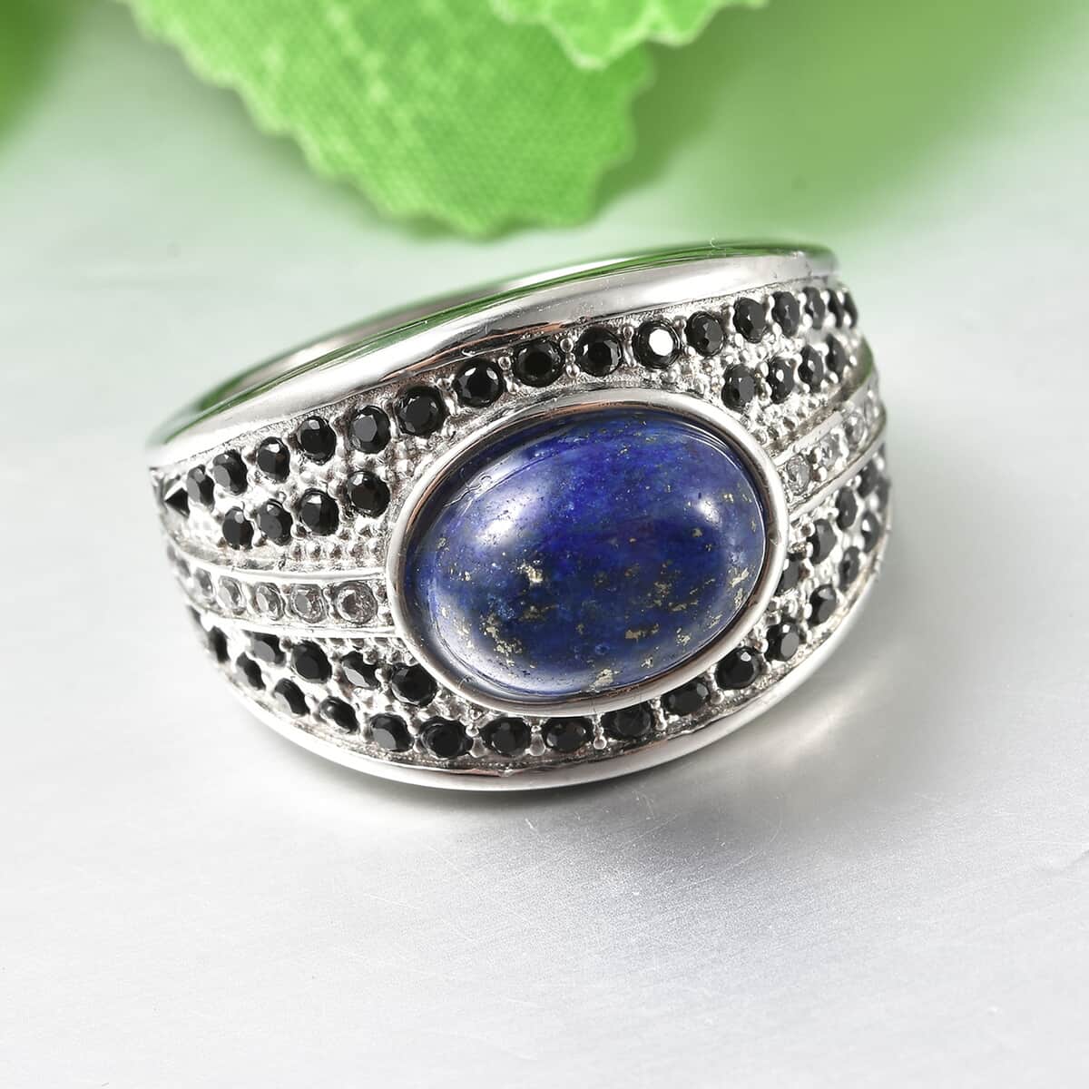 Lapis Lazuli and Multi Gemstone Ring in Stainless Steel (Size 7.0) 3.90 ctw image number 1