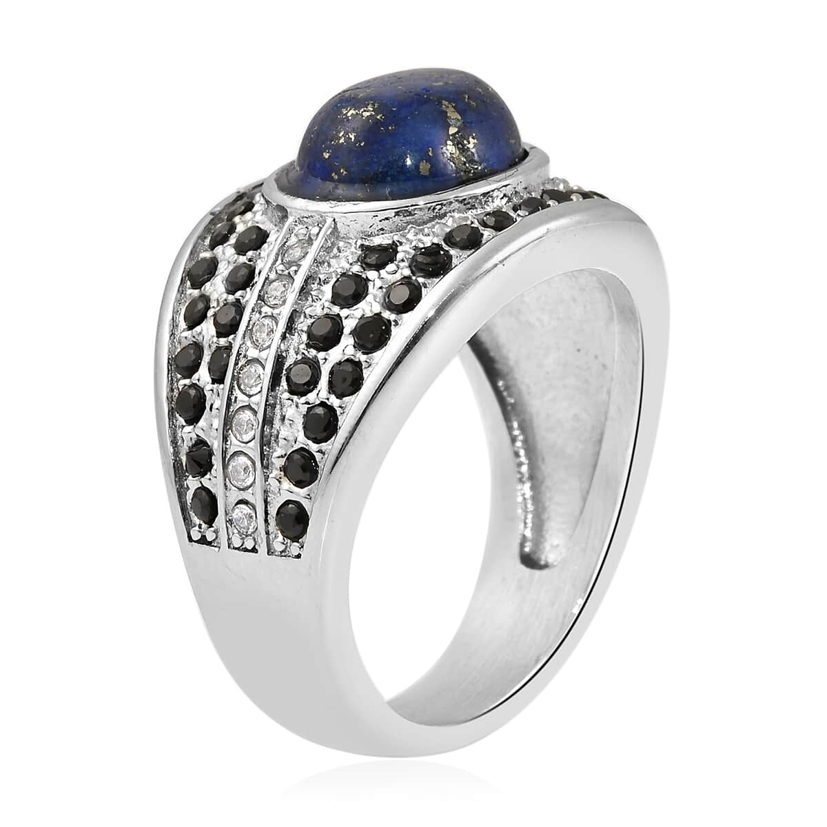 Lapis Lazuli and Multi Gemstone Ring in Stainless Steel (Size 7.0) 3.90 ctw image number 3
