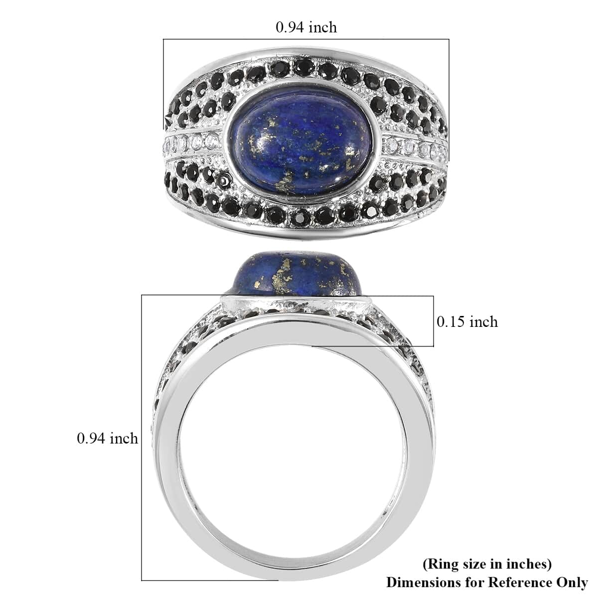 Lapis Lazuli and Multi Gemstone Ring in Stainless Steel (Size 7.0) 3.90 ctw image number 5