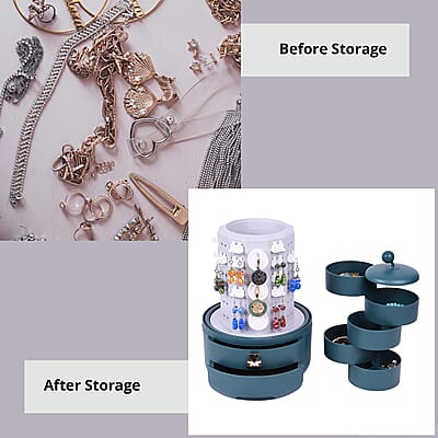 Green Rotatable Swivel 5-layer Jewelry Organizer with Dustproof Cover