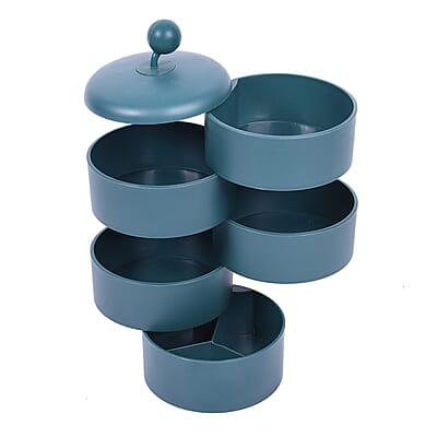 Green Rotatable Swivel 5-layer Jewelry Organizer with Dustproof Cover
