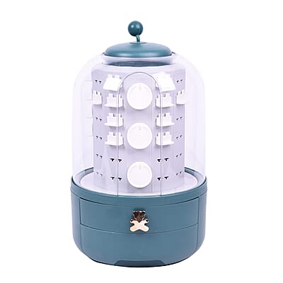Green Rotatable Swivel 5-layer Jewelry Organizer with Dustproof Cover