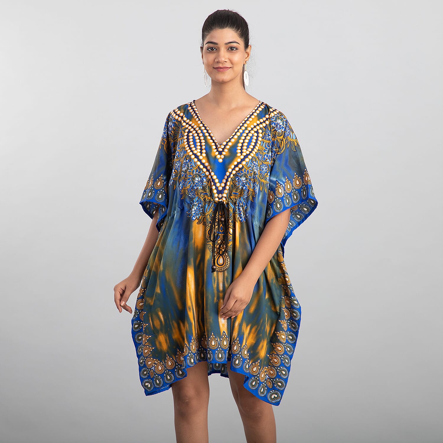 V-Neck Knee-Length Kaftan