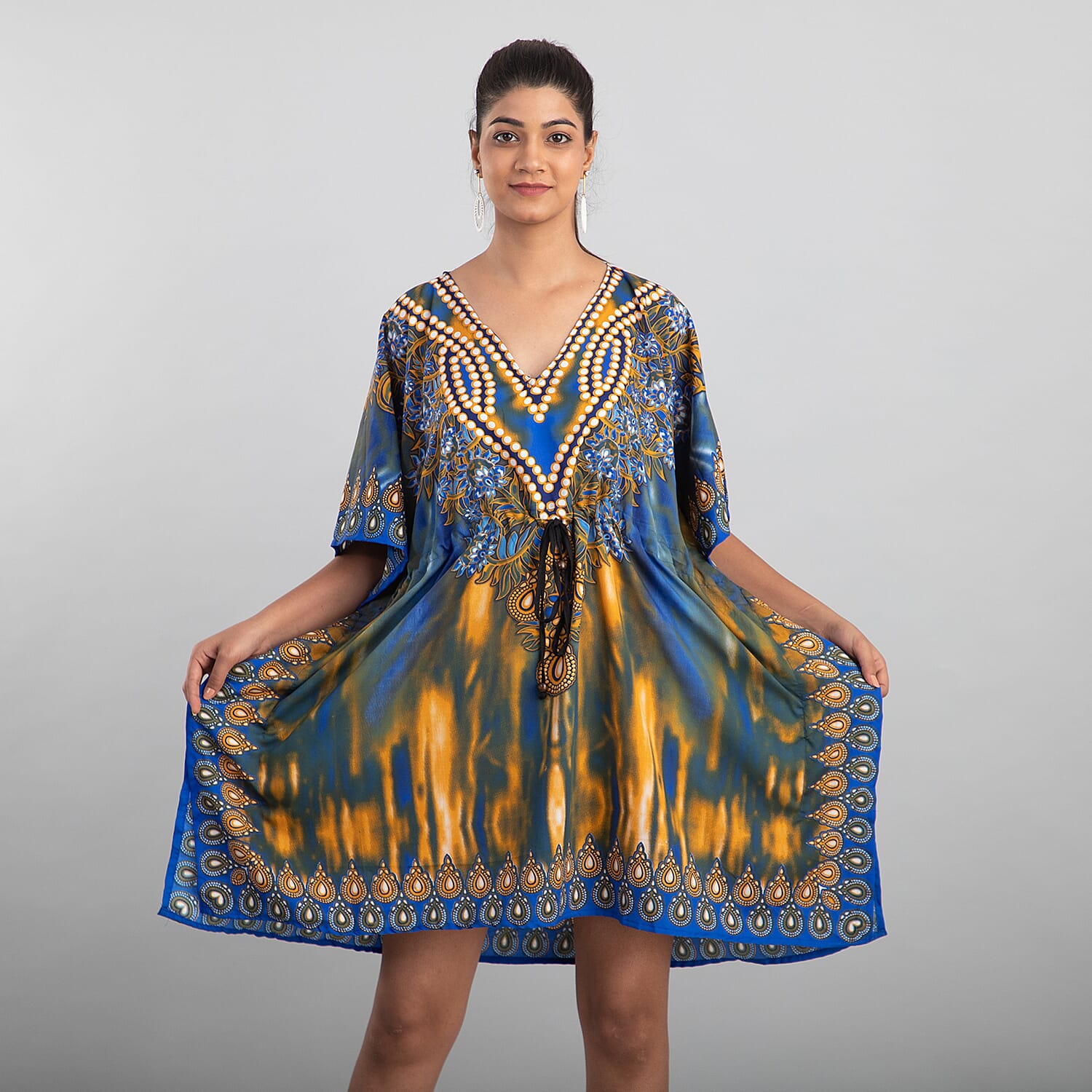 V-Neck Knee-Length Kaftan