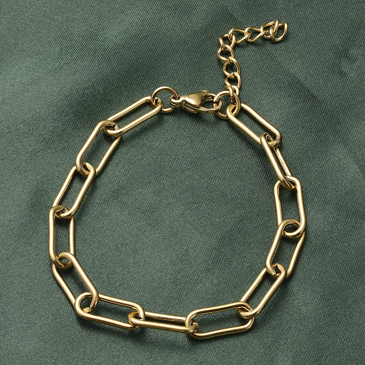 Paper Clip Bracelet in ION Plated YG Stainless Steel (8.00 In) image number 1