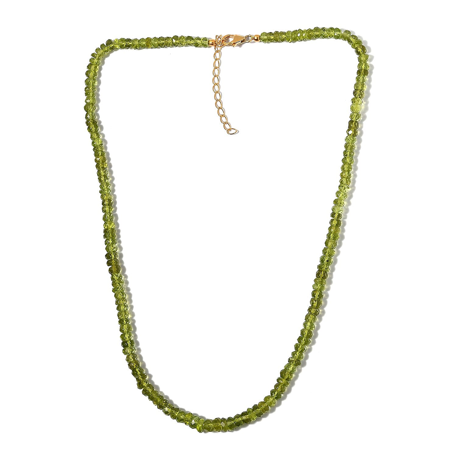 Arizona Peridot Beaded Adjustable Necklace 18-20 Inches in 14K Yellow Gold Over Sterling Silver 100.00 ctw