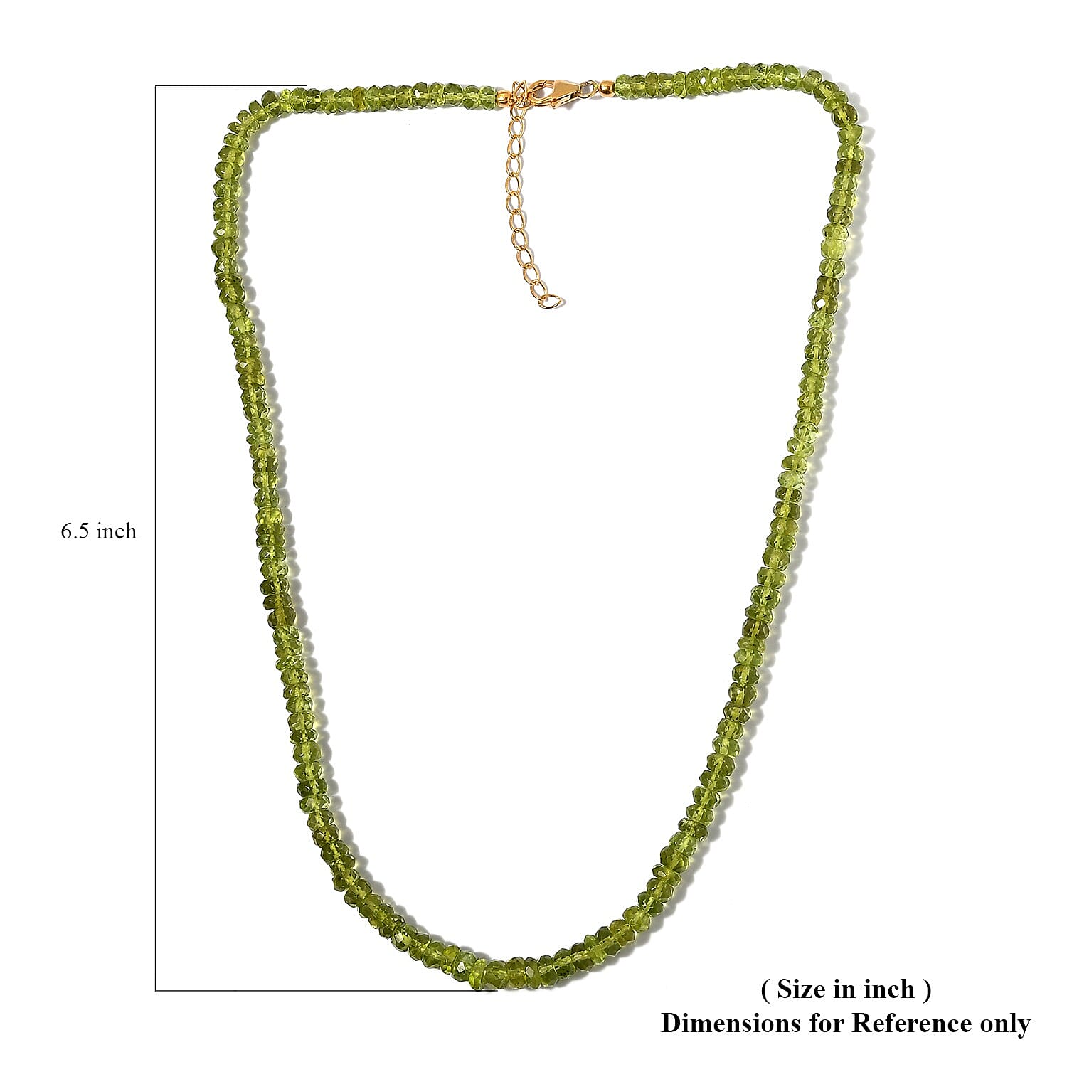 Arizona Peridot Beaded Adjustable Necklace 18-20 Inches in 14K Yellow Gold Over Sterling Silver 100.00 ctw