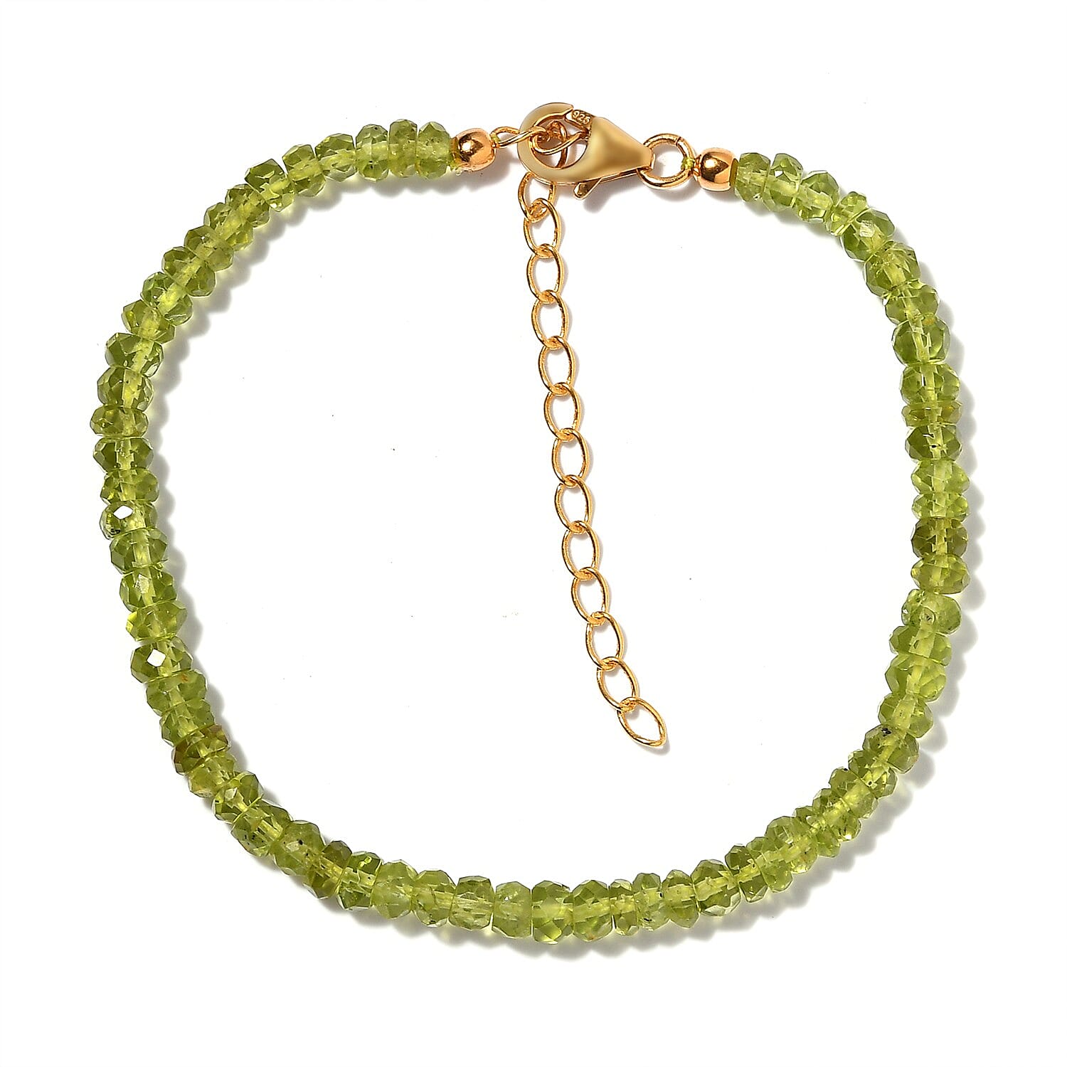 Arizona Peridot Beaded Adjustable Bracelet in 14K Yellow Gold Over Sterling Silver (7.25-9.25In) 24.15 ctw