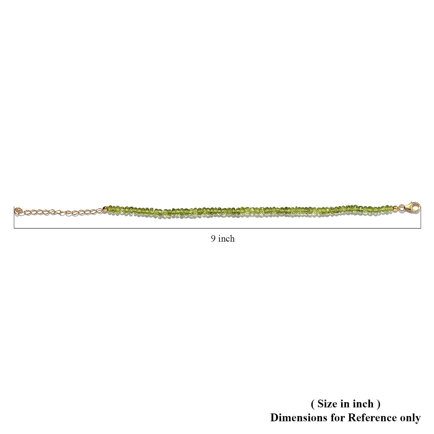 Arizona Peridot Beaded Adjustable Bracelet in 14K Yellow Gold Over Sterling Silver (7.25-9.25In) 24.15 ctw