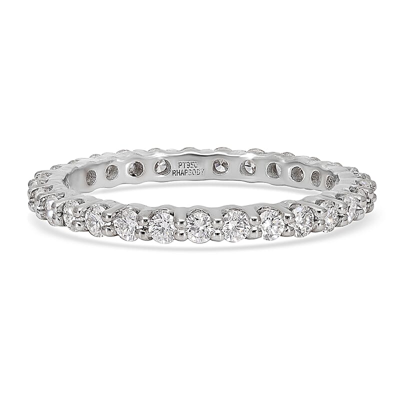 Rhapsody 950 Platinum IGI Certified Diamond E-F VS Eternity Band Ring (Size 7.0) 3 Grams 1.00 ctw