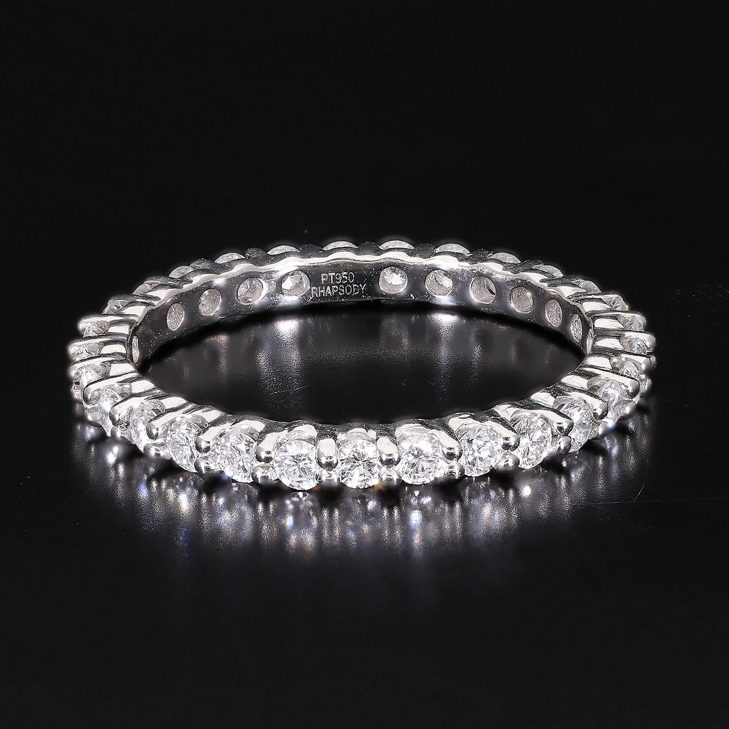Rhapsody 950 Platinum IGI Certified Diamond E-F VS Eternity Band Ring (Size 7.0) 3 Grams 1.00 ctw