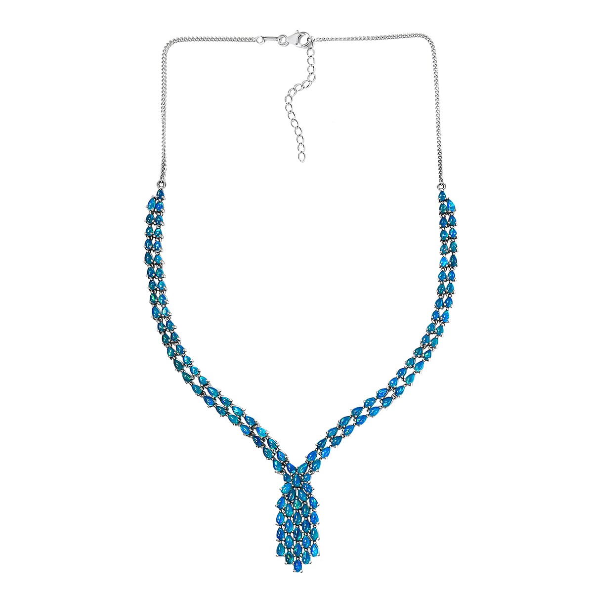Miami Blue Welo Opal Necklace 18 Inches in Platinum Over Sterling Silver 13.00 ctw image number 3